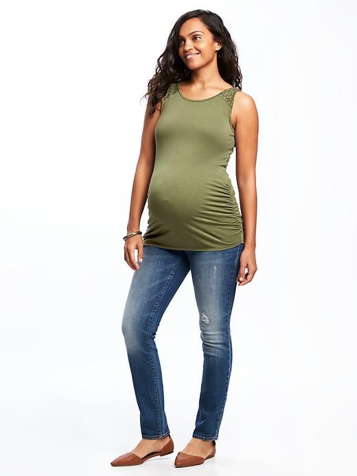 Image number 3 showing, Maternity Fitted Lace-Yoke Tank