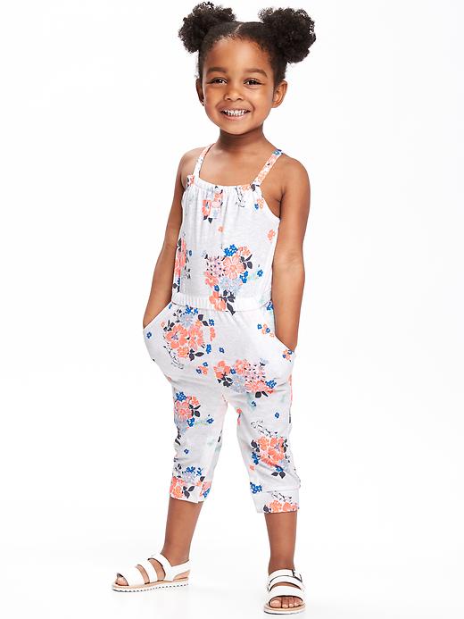 View large product image 1 of 3. Floral Jersey Jumpsuit for Toddler Girls