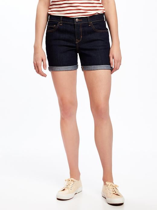 View large product image 1 of 3. Slim Cuffed Denim Shorts for Women (5")