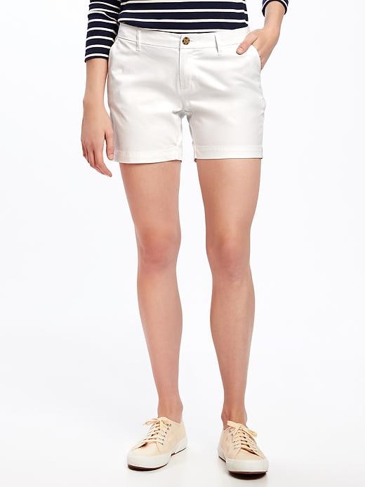View large product image 1 of 3. Mid-Rise Everyday Khaki Shorts For Women - 5 inch inseam