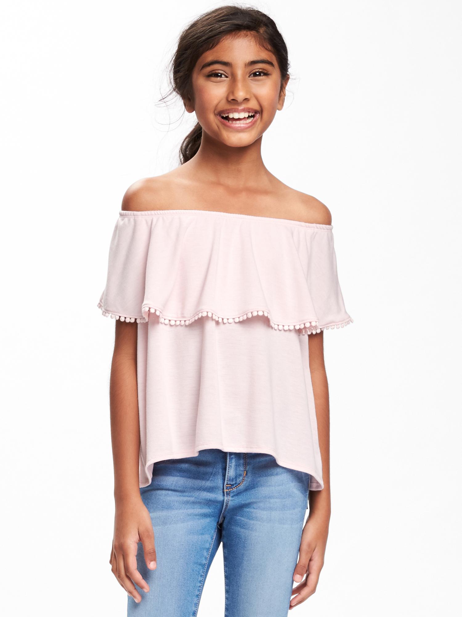 Ruffle Trim Swing Top For Girls Old Navy