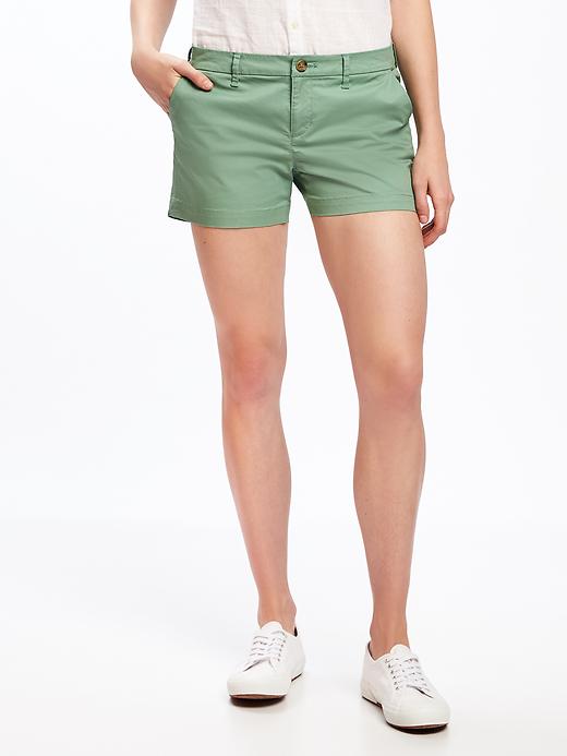 View large product image 1 of 3. Mid-Rise Everyday Khaki Shorts For Women - 3.5 inch inseam