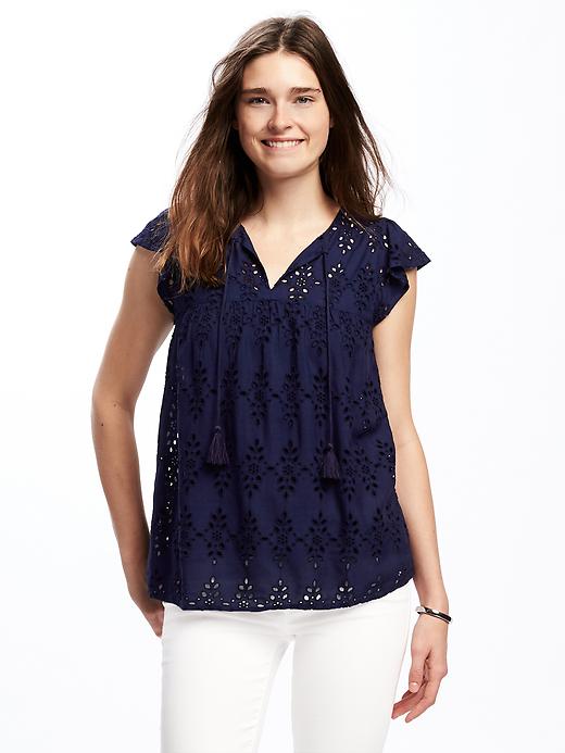 View large product image 1 of 1. Cutwork Swing Top for Women