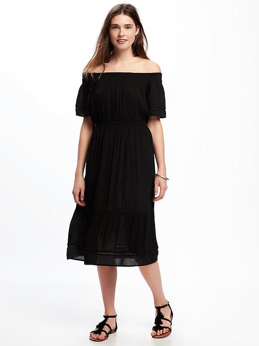 View large product image 1 of 1. Off-the-Shoulder Crinkle-Gauze Dress for Women