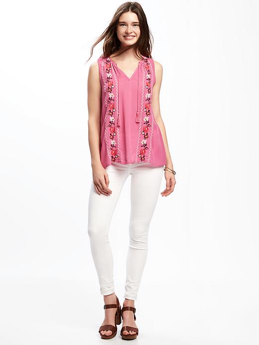 Image number 3 showing, Relaxed Embroidered Tassel Tank for Women
