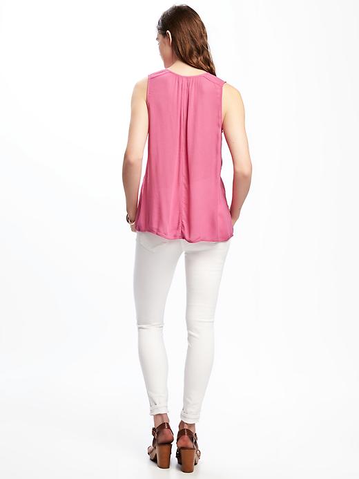 Image number 2 showing, Relaxed Embroidered Tassel Tank for Women