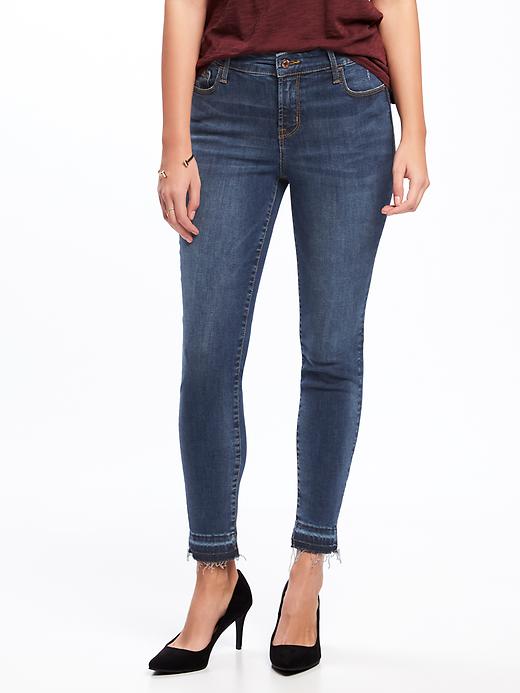 View large product image 1 of 3. Mid-Rise Built-In Sculpt Rockstar Raw-Hem Ankle Jeans for Women