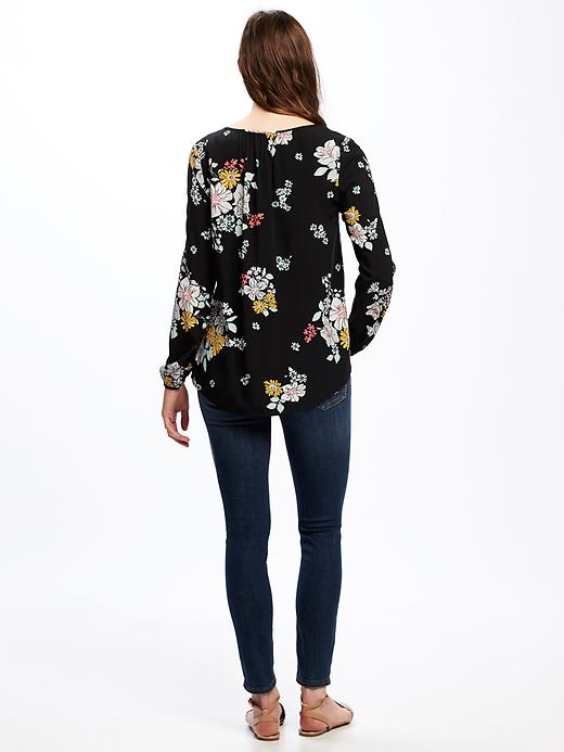 Image number 2 showing, Relaxed Floral Shirred Blouse for Women