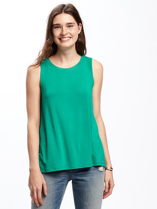 View large product image 1 of 1. Relaxed Tulip-Back Jersey Sleeveless Top for Women