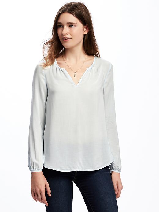 View large product image 1 of 1. Relaxed Shirred Blouse for Women