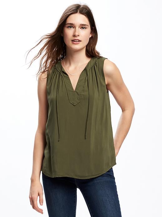 View large product image 1 of 1. Relaxed Tie-Front Tank for Women