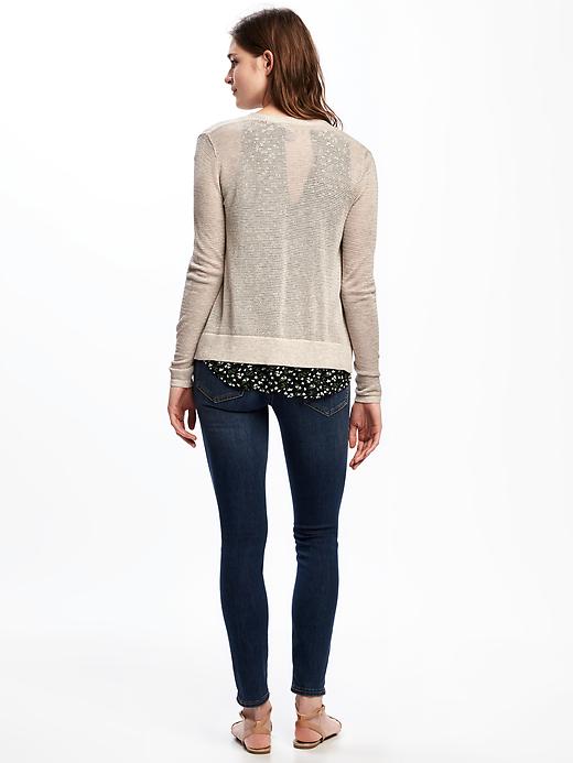 Image number 2 showing, Textured Classic Open-Front Sweater for Women