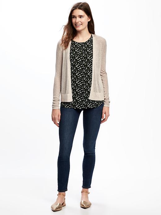 Image number 3 showing, Textured Classic Open-Front Sweater for Women