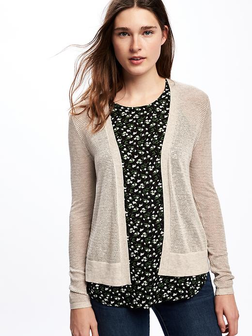 Image number 4 showing, Textured Classic Open-Front Sweater for Women