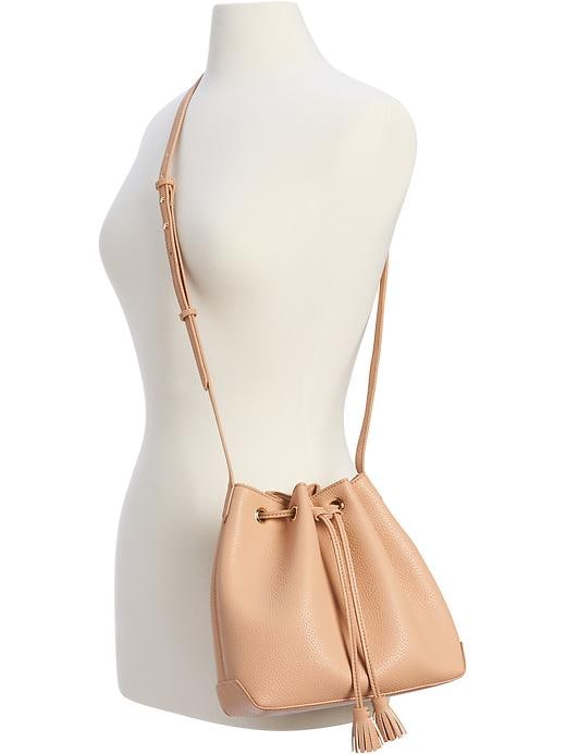 View large product image 2 of 2. Faux-Leather Bucket Bag for Women
