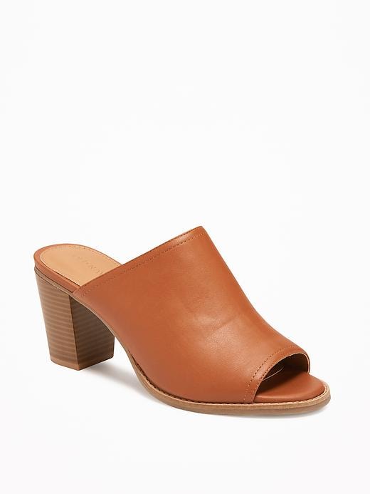 Image number 1 showing, Faux-Leather Open-Toe Mules for Women