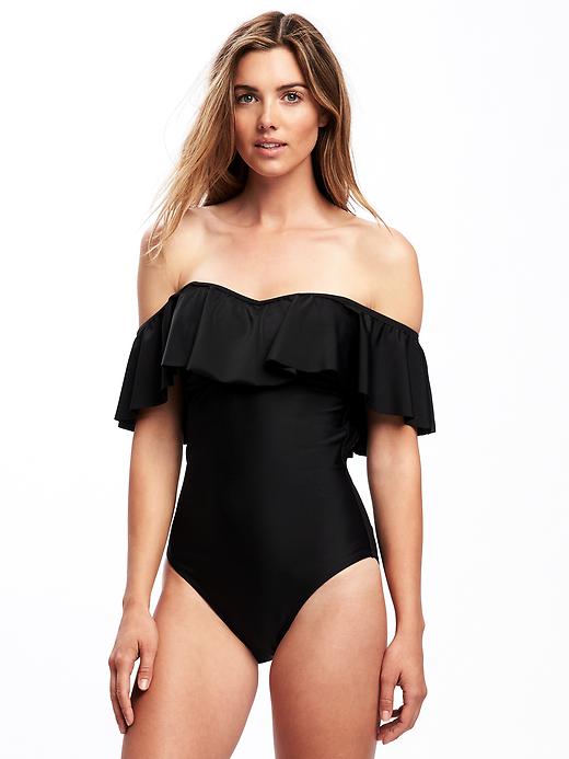 Image number 1 showing, Ruffled Off-Shoulder Swimsuit for Women