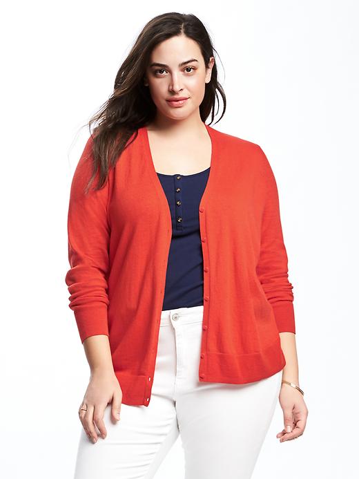 Image number 1 showing, Semi-Fitted Plus-Size V-Neck Cardi