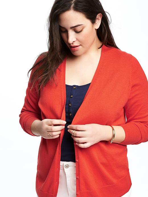 Image number 4 showing, Semi-Fitted Plus-Size V-Neck Cardi