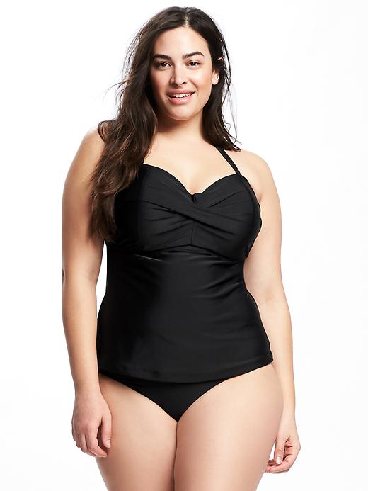Image number 1 showing, Plus-Size Twist-Front Underwire Tankini Top