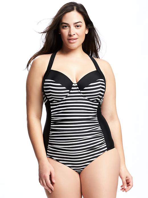 View large product image 1 of 1. Smooth & Slim Underwire Plus-Size Swimsuit