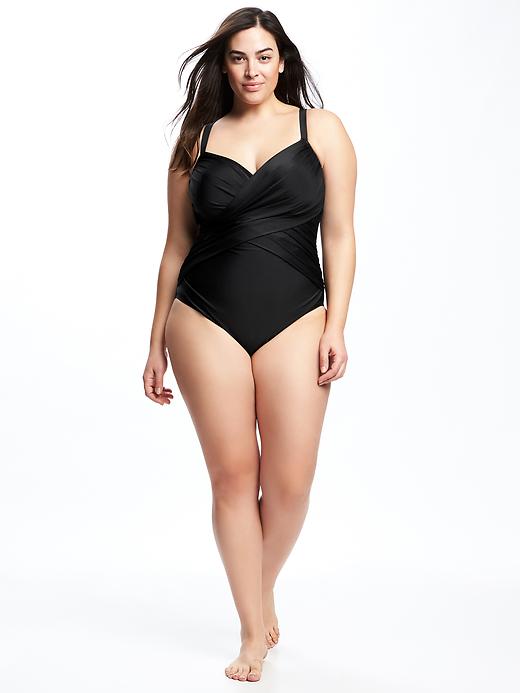Image number 3 showing, Smooth & Slim Wrap-Front Plus-Size Swimsuit