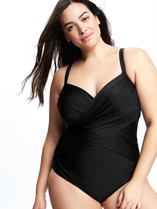 Image number 4 showing, Smooth & Slim Wrap-Front Plus-Size Swimsuit