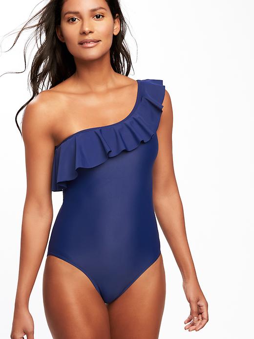 Image number 4 showing, Ruffled One-Shoulder Swimsuit for Women