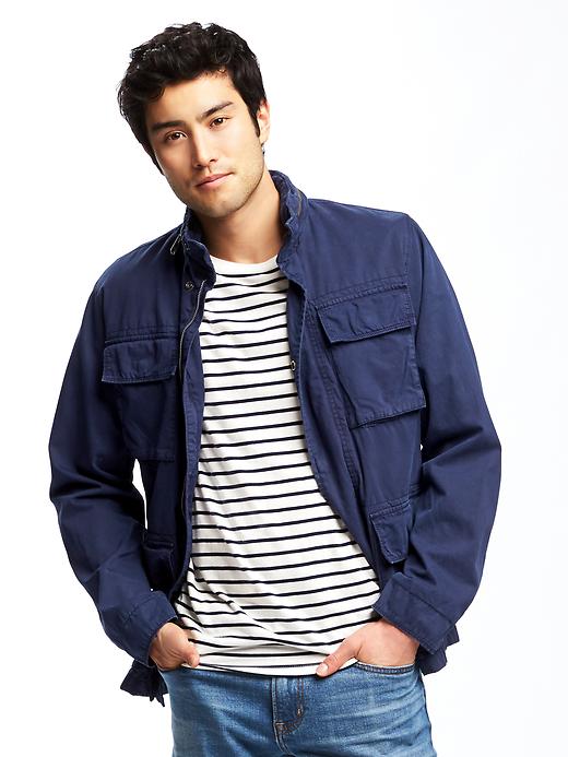 Image number 1 showing, Garment-Dyed Hooded Utility Jacket for Men