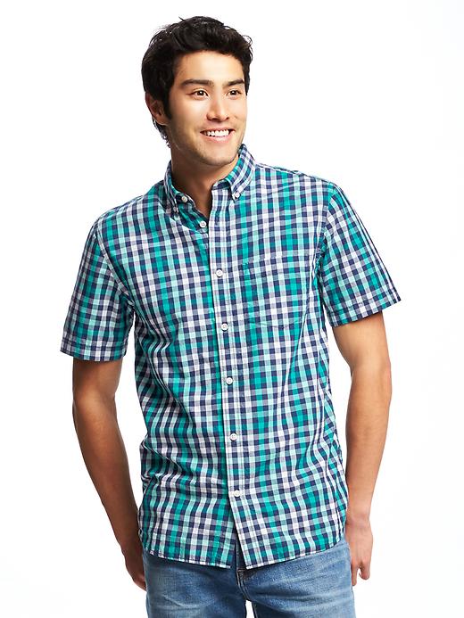 View large product image 1 of 1. Slim-Fit Classic Plaid Shirt For Men