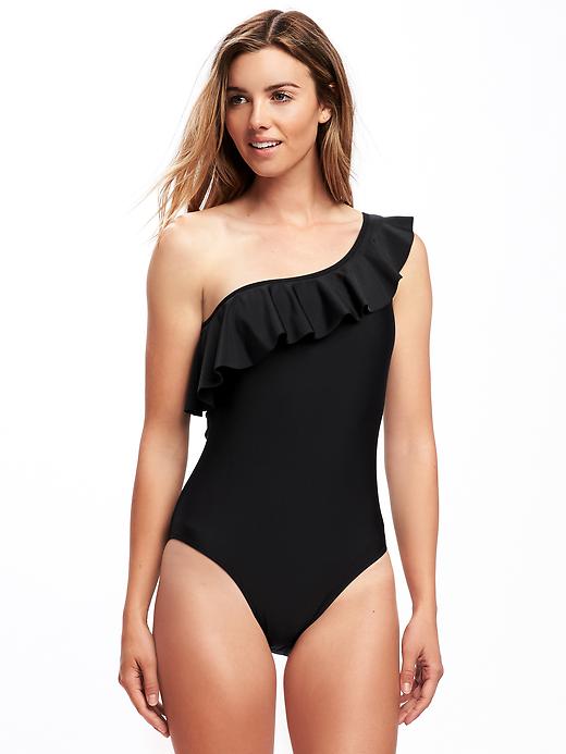 View large product image 1 of 2. Ruffled One-Shoulder Swimsuit for Women