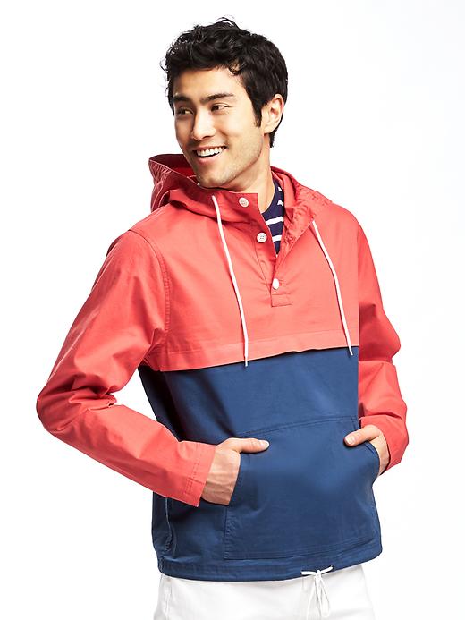 View large product image 1 of 1. Color-Block Twill Pullover Hooded Jacket Men