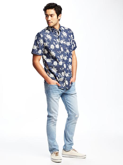 Image number 3 showing, Regular-Fit Floral Chambray Shirt For Men