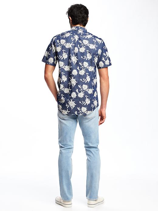 Image number 2 showing, Regular-Fit Floral Chambray Shirt For Men
