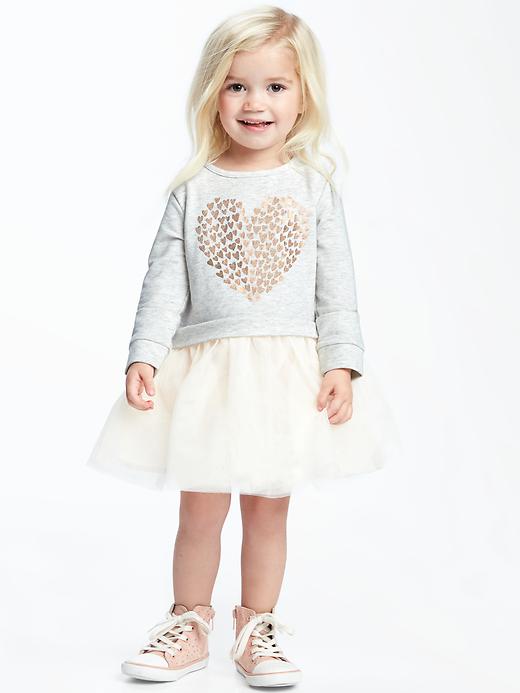 View large product image 1 of 2. 2-in-1 Foil-Heart Graphic Tutu Dress for Toddler Girls