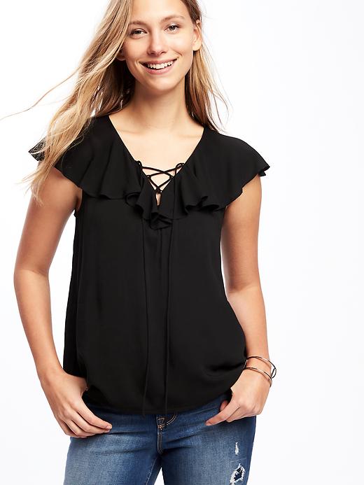 Image number 4 showing, Relaxed Ruffle-Trim Blouse for Women