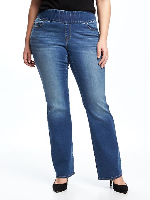 View large product image 1 of 3. Smooth & Comfort Plus-Size Boot-Cut Jeans