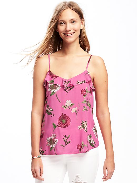 View large product image 1 of 1. Relaxed Ruffle-Trim Tank for Women