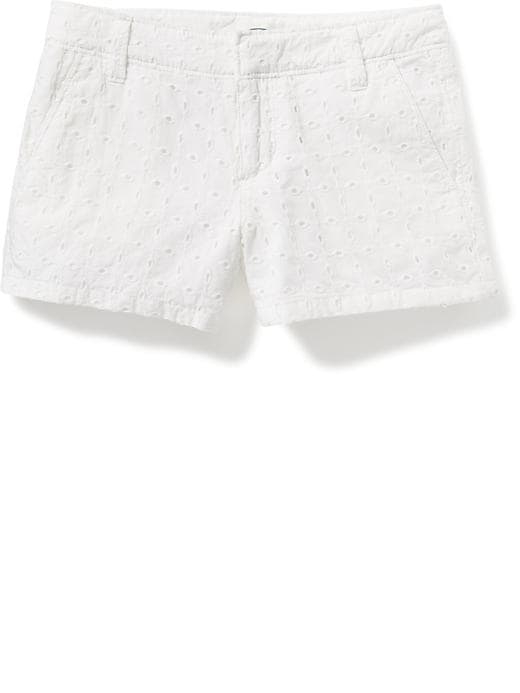 View large product image 1 of 1. Eyelet-Detail Chino Shorts for Girls
