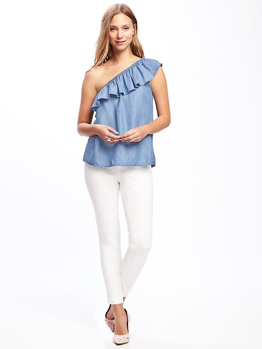Image number 3 showing, Relaxed One-Shoulder Tencel&#174 Blouse for Women