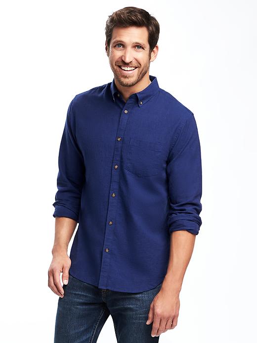 Image number 1 showing, Slim-Fit Linen-Blend Shirt For Men