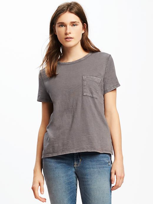 View large product image 1 of 1. Slub-Knit Cropped Boyfriend Tee for Women