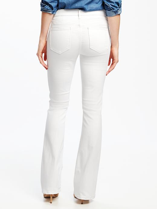 View large product image 2 of 3. Mid-Rise White Micro-Flare Jeans for Women