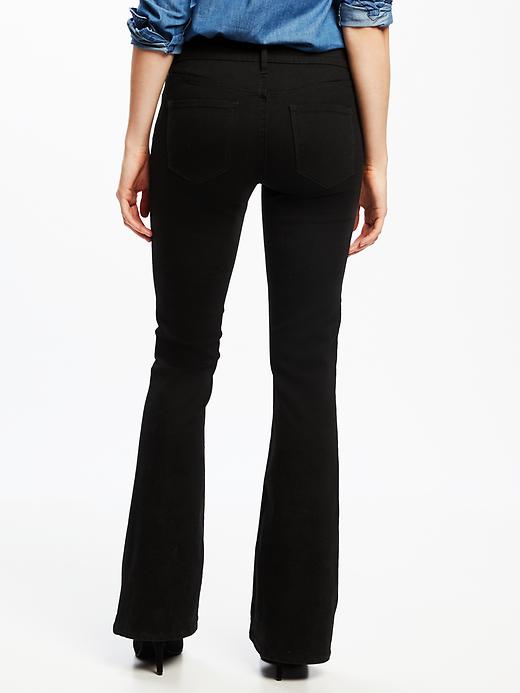 View large product image 2 of 3. Mid-Rise Built-In Sculpt Black Micro-Flare Jeans for Women