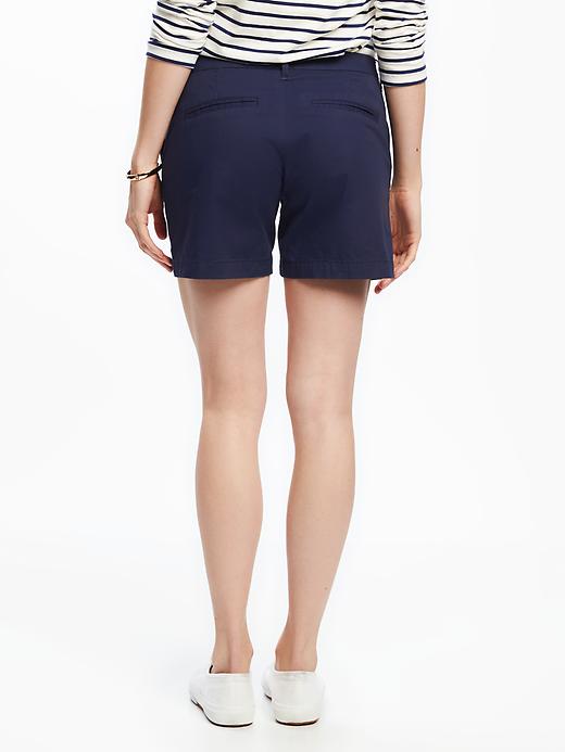 View large product image 2 of 3. Mid-Rise Everyday Khaki Shorts For Women - 5 inch inseam