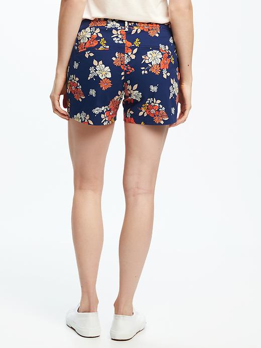 View large product image 2 of 3. Mid-Rise Printed Everyday Khaki Shorts For Women - 5 inch inseam