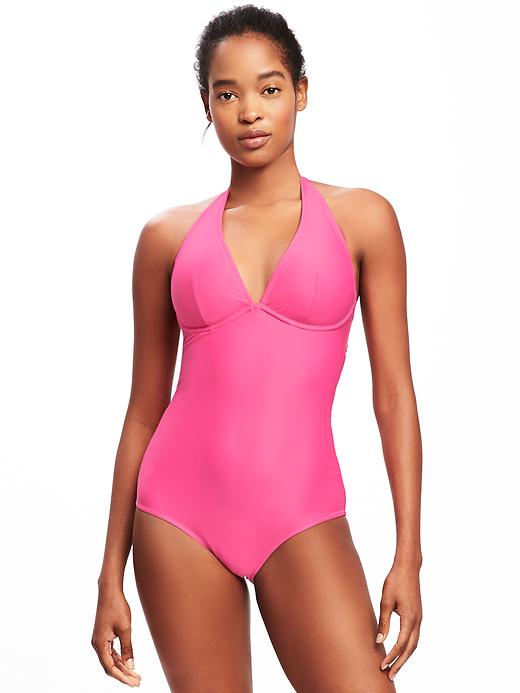 View large product image 1 of 2. Halter Underwire Swimsuit for Women