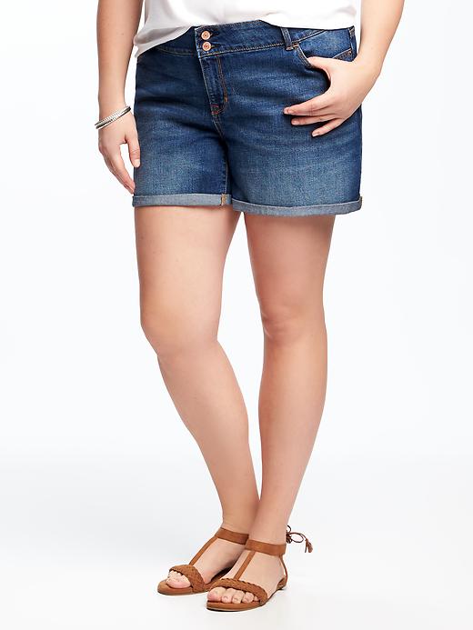 View large product image 1 of 1. Plus-Size Denim Shorts (5")