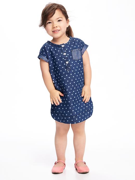 View large product image 1 of 2. Heart-Patterned Shift Dress for Toddler Girls