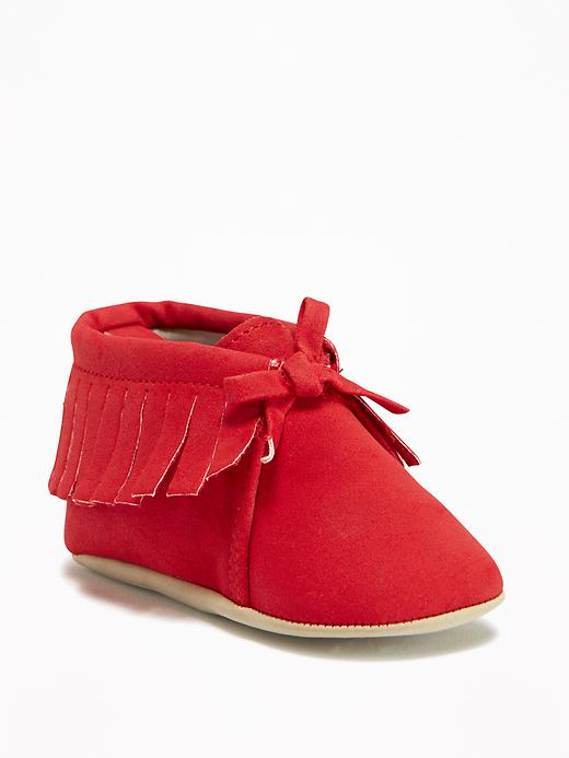 View large product image 1 of 4. Sueded Fringe Booties for Baby
